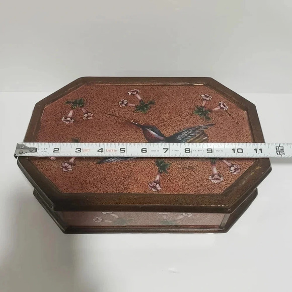 Amilkar  Peruvian Reverse Painted Glass and Wood Hummingbird Jewelry Box - Picture 15 of 15